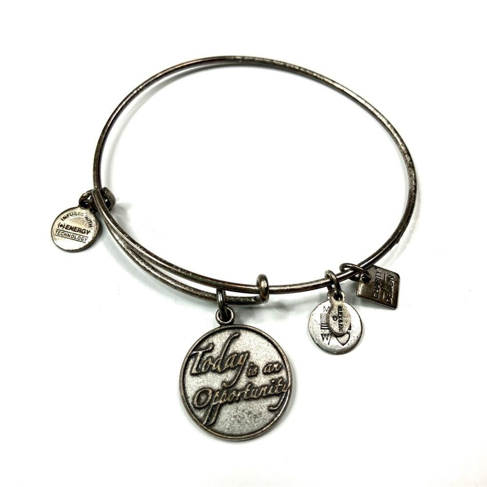 3/$30 Alex & Ani | Today Is An Opportunity Tarnished Silver Charm Bracelet 2014